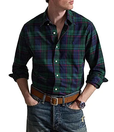 Plaid Brushed Twill Long Sleeve Woven Shirt by Polo Ralph Lauren
