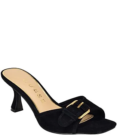 Dista Suede Buckled Dress Slides by GUESS