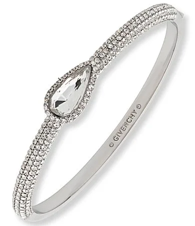 Silver Tone Pear Stone Bangle Bracelet by GIVENCHY