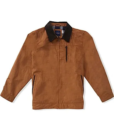 Corduroy-Collar Microsuede Jacket by Roundtree & Yorke
