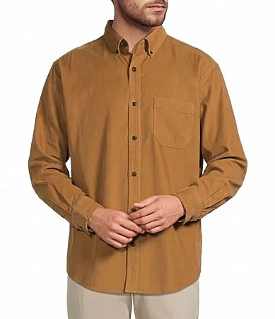 Long Sleeve Solid Corduroy Sport Shirt by Roundtree & Yorke