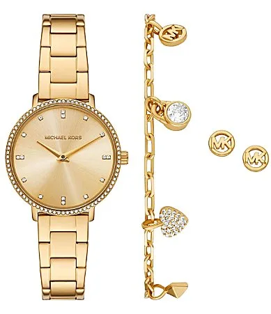Pyper Quartz Two-Hand Stainless Steel Bracelet Watch Set by MICHAEL Michael Kors