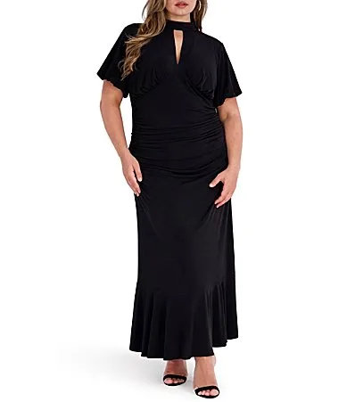 Key Hole Neck Short Sleeve Jersey Knit Dress by Kensie