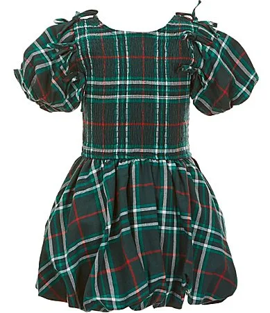 Tartan Puff Sleeve Mini Dress by GB