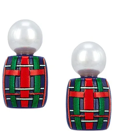 Pebble Stud Earrings - Noel Plaid by Lele Sadoughi