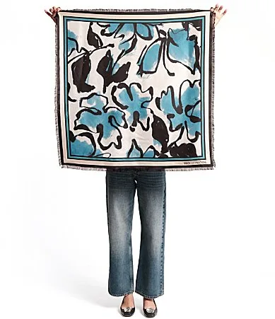 Fringe Abstract Meadow Square Scarf by Frances Valentine