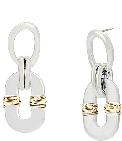Robert Lee Morris Soho Oval Link Wire Wrapped Statement Drop Earrings