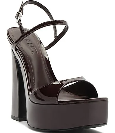 Arlene Patent Leather Block Heel Platform Dress Sandals by SCHUTZ