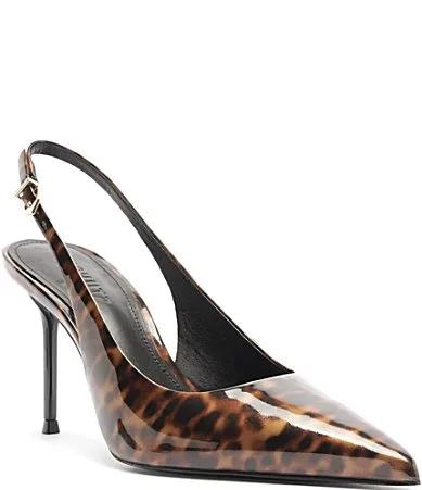 Paola Tortoise Print Patent Leather Pointed Toe Sling Pumps by SCHUTZ