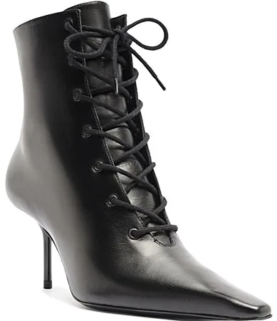 Roxanne Lace Leather Pointed Toe Stiletto Dress Boots by SCHUTZ