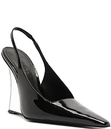 Stella Patent Leather Clear Acrylic Wedge Slingback Dress Pumps by SCHUTZ