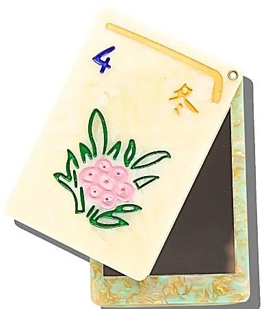 Hand-Painted Flower Mahjong Compact Mirror by Solar Eclipse
