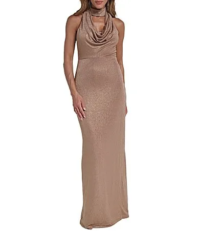 Cowl Neck Mock Collar Gown by Eliza J