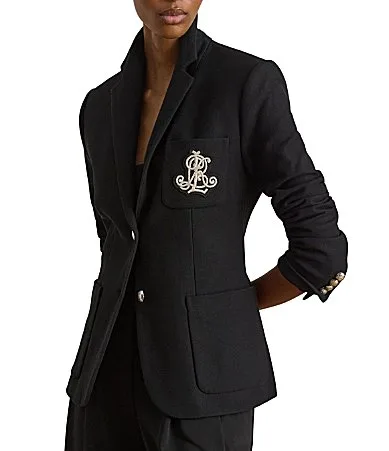 Lauren Ralph Lauren Signature Bullion Patch Two Button Jacquard Blazer by Ralph Lauren