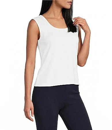 Knit Scoop Neck Sleeveless Tank by Ming Wang