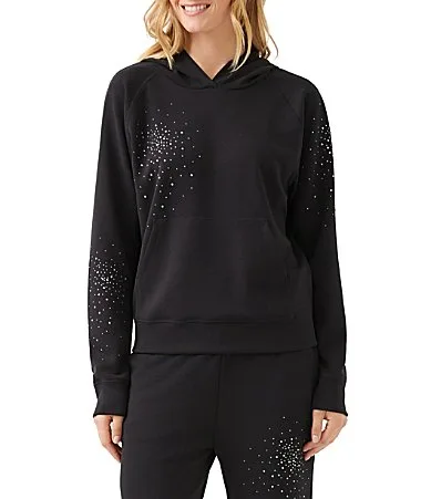 Soft Modal Knit Embellish Hoodie Long Sleeve Pullover Coordinating Sweatshirt