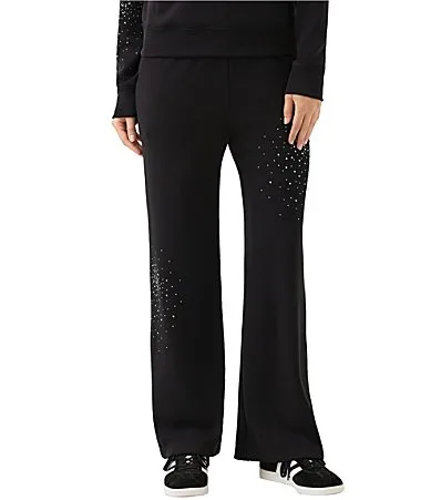 Soft Modal Knit Embellished High Rise Wide Pull-On Coordinating Sweatpants by Karen Kane