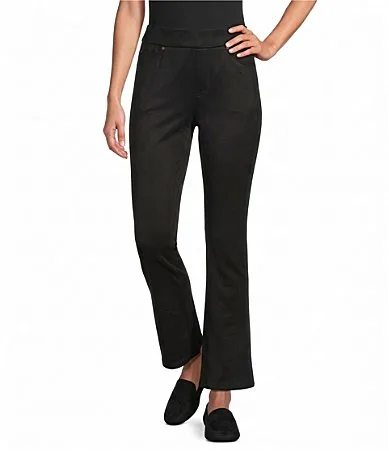 Faux Suede Flared Full Length Pull-On Pants by Multiples