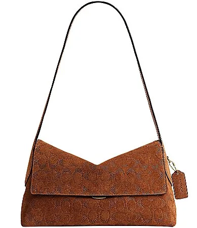 Chelsea 30 Signature Suede Fold Shoulder Bag by Coach