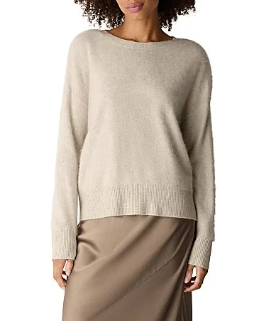 Fine Cashmere Fluff Ribbed Crew Neck Long Sleeve Sweater by Eileen Fisher