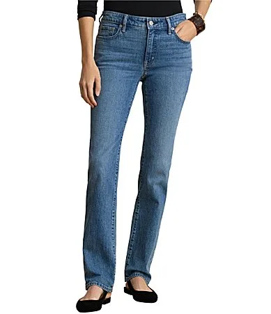 Lauren Ralph Lauren Denim Mid Rise Straight Leg Full Length Jeans by Ralph Lauren
