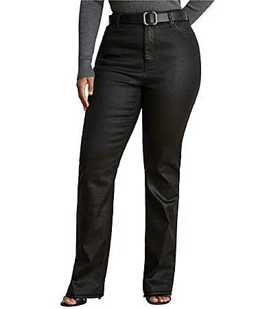 Lauren Ralph Lauren Coated Denim High Rise Full Length Boot Cut Leg Jeans by Ralph Lauren