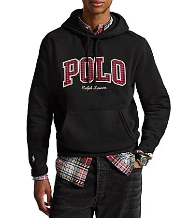 Polo Ralph Lauren Plaid Logo Fleece Hoodie by Polo Ralph Lauren