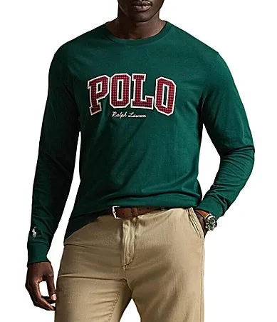 Polo Ralph Lauren Classic Fit Plaid Logo Long Sleeve T-Shirt by Polo Ralph Lauren