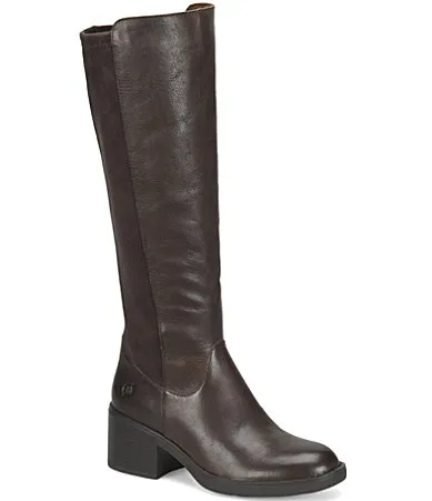 Violette Leather Velvet Back Block Heel Tall Riding Boots by Born