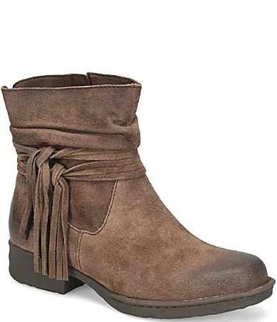 Cross Distressed Leather Fringe Booties by Born