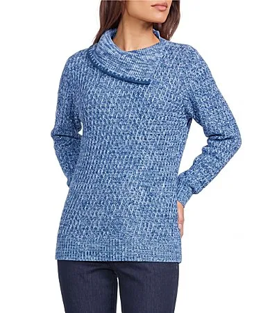 Long Sleeve Cowl Neck Rib Trim Sweater by Allison Daley