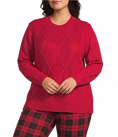 Long Sleeve Crew Neck Rib Trim Sweater by Allison Daley