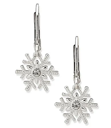 Silver Tone Snowflake Motif Drop Earrings by Anne Klein