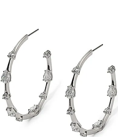 Hera Elongated Hoop Earrings by Nadri