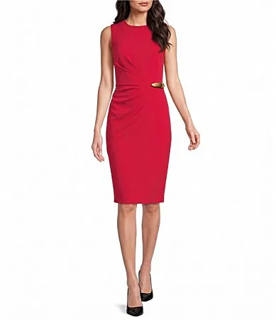 Gold Hardware Scuba Crepe Sheath Dress by Donna Karan