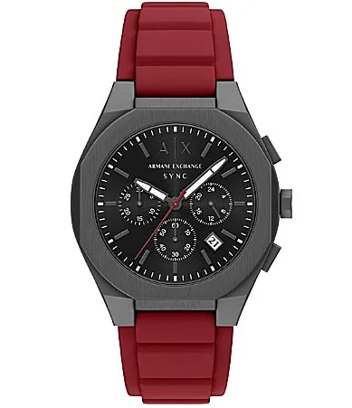 Sync Quartz Chronograph Red Silicone Strap Watch