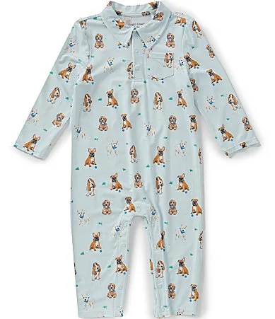 Long Sleeve Bestie Dog Polo Romper by Angel Dear