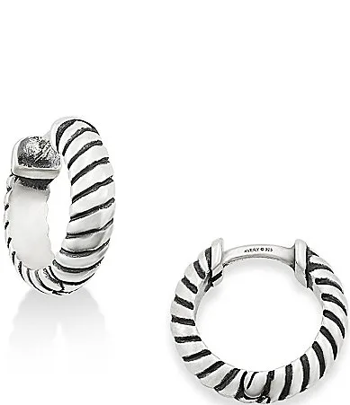 Twisted Wire Sterling Silver Huggie Hoop Earrings by James Avery
