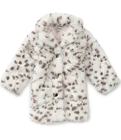 Long Sleeve Animal-Printed Faux-Fur Coat by Pippa & Julie
