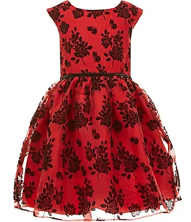 Sleeveless Kerry Flocked Fit-And-Flare Dress by Pippa & Julie