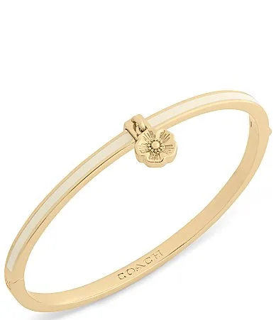 Signature Tea Rose Charm Enamel Bangle Bracelet by Coach