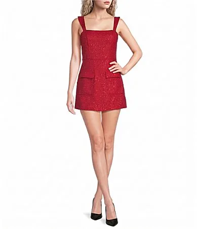 Lurex Brocade Square Neck Sleeveless Romper by Dear Moon