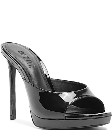 Sally Platform Patent Leather Dress Slide Sandals by SCHUTZ