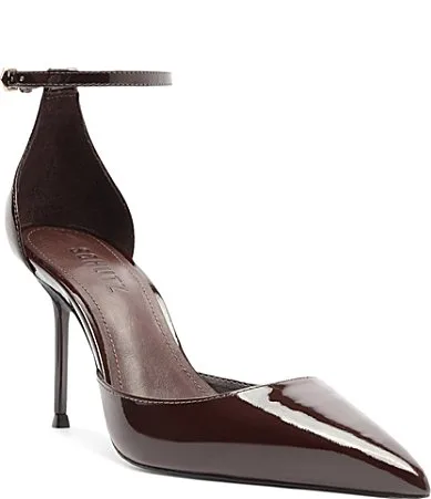 Paloma Patent Leather Ankle Strap Stiletto Pumps by SCHUTZ