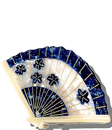 Hand-Painted Blossom Fan Claw Hair Clip by Solar Eclipse