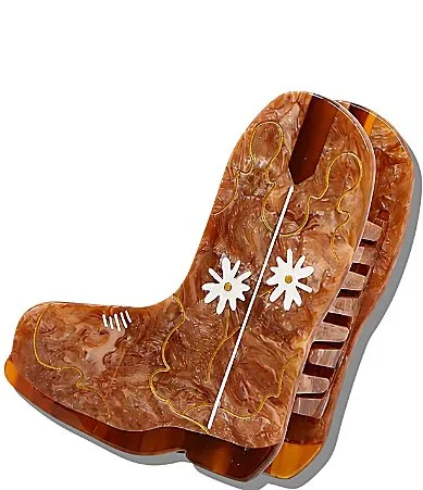 Hand-Painted Daisy Cowboy Boot Claw Hair Clip by Solar Eclipse