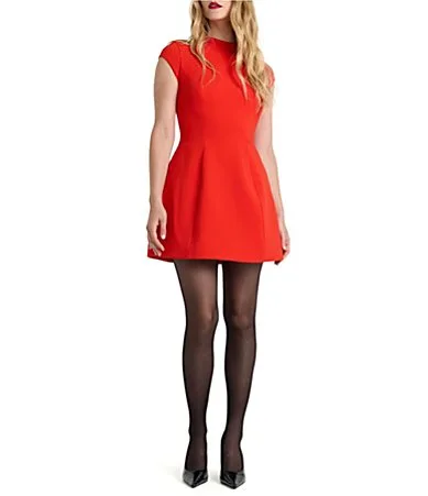 Delphi Crew Neck Cap Sleeve Balloon Skirt Mini Dress by Bardot