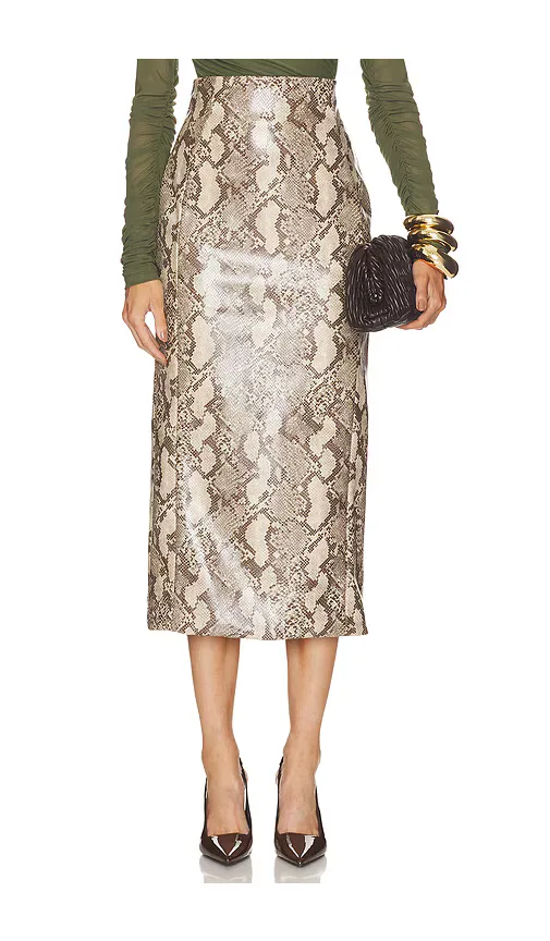 Erica Faux Snakeskin Skirt by Bardot