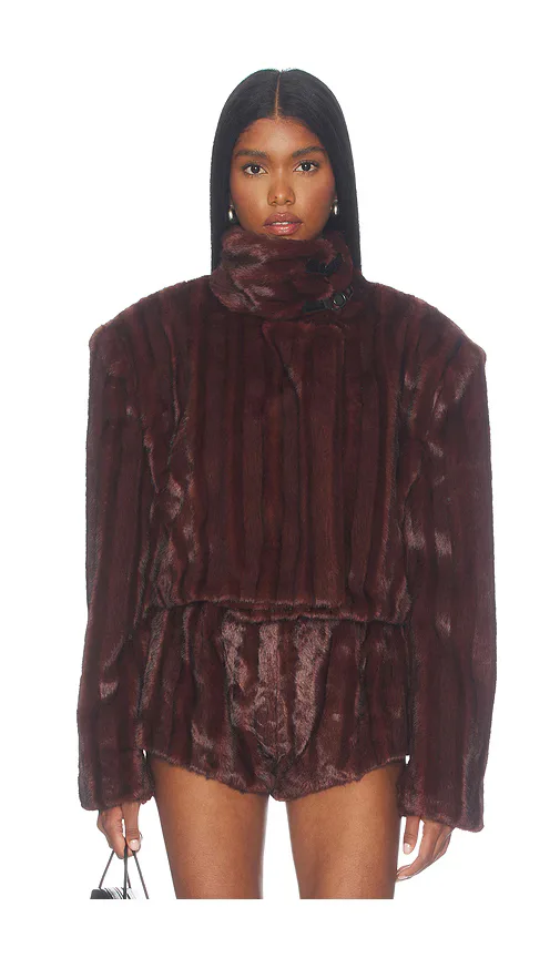 Faux Mink Long Sleeve Jacket