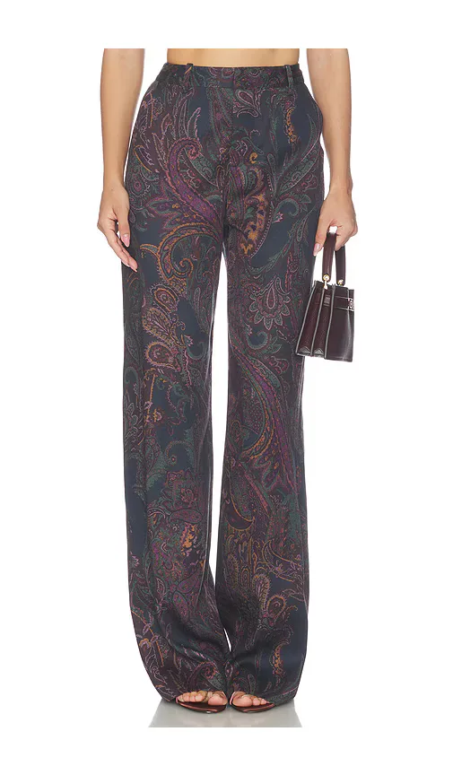 Livvy Beltloop Pant in Midnight Multi Lux Paisley by L'AGENCE